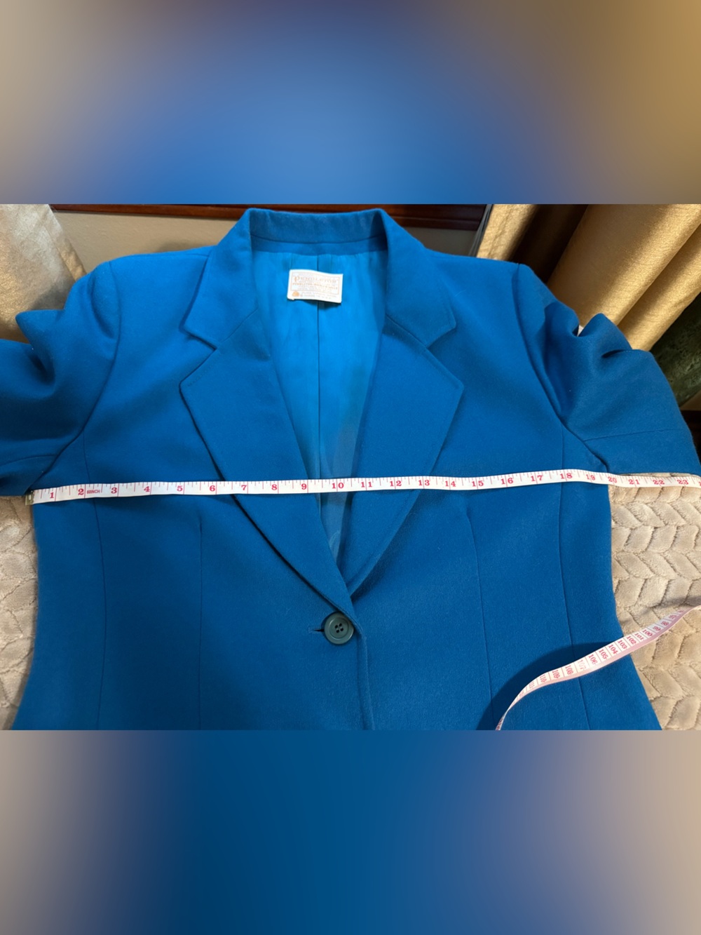 Vintage Pendleton Teal Blue Virgin Wool Blazer Jacket Size 8 - Picture 12 of 13
